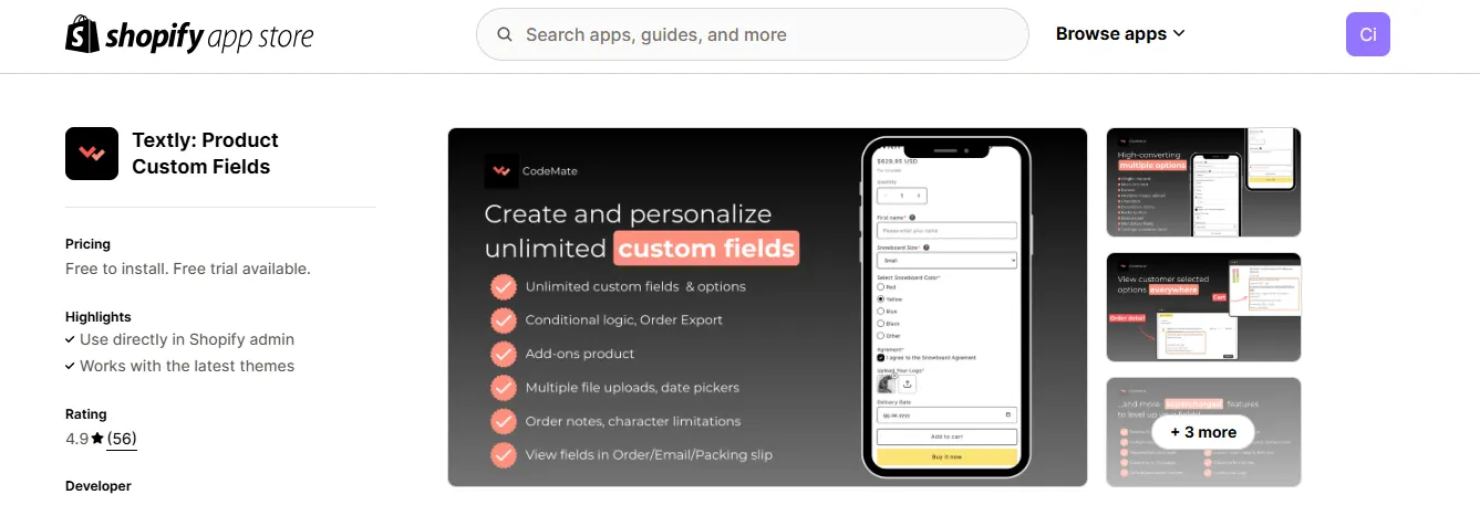 7. Textly: Product Custom Fields